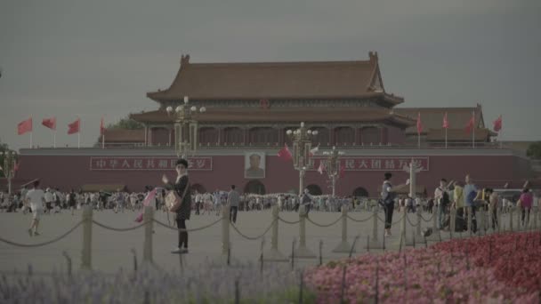 Pessoas na Praça Tiananmen. Pequim. A China. Ásia — Vídeo de Stock