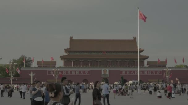 Tiananmen Meydanı 'ndaki insanlar. Pekin 'de. Çin. Asya — Stok video