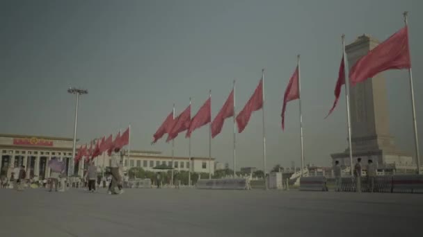 Pessoas na Praça Tiananmen. Pequim. A China. Ásia. Desfasamento temporal — Vídeo de Stock