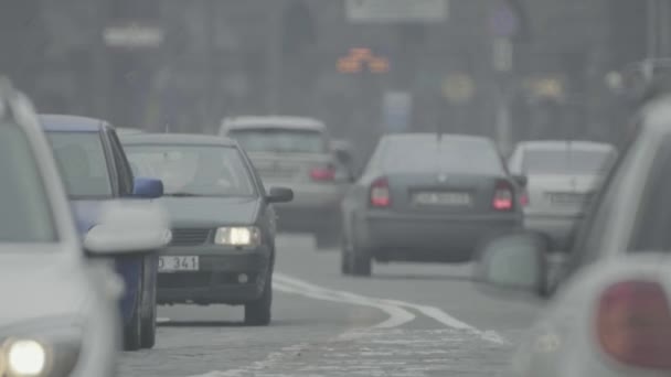 Trânsito rodoviário. Os carros conduzem na estrada. Kiev. Ucrânia — Vídeo de Stock