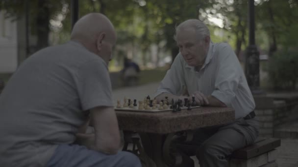 Männer spielen Schach im Park. kyiv. Ukraine. — Stockvideo