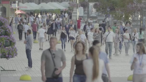 A crowd of people walking down the street. Slow motion. Kyiv. Ukraine — Stock Video