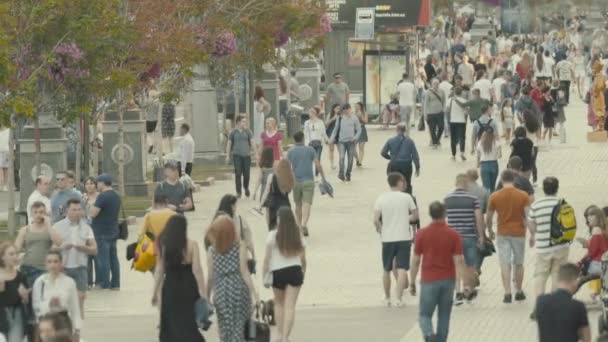 Eine Menschenmenge, die die Straße entlang geht. Zeitlupe. kyiv. Ukraine — Stockvideo