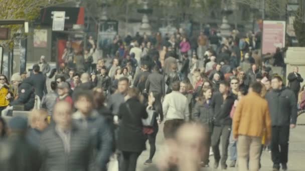 En folkmassa som går nerför gatan. Sakta i backarna. Kiev. Ukraina — Stockvideo