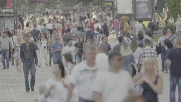 Multidão. Muitas pessoas caminham pela rua. Kiev. Ucrânia — Vídeo de Stock