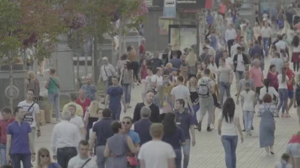 Multidão. Muitas pessoas caminham pela rua. Kiev. Ucrânia — Vídeo de Stock