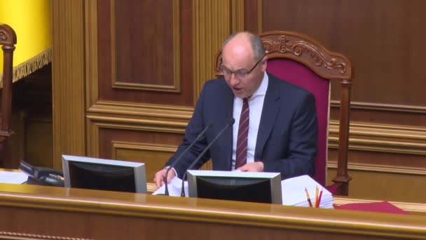 Az ukrán parlament elnöke, Andriy Parubiy. Kijevben. Ukrajna — Stock videók