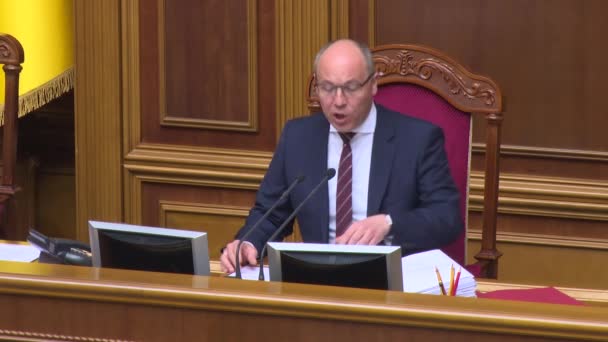 Az ukrán parlament elnöke, Andriy Parubiy. Kijevben. Ukrajna — Stock videók