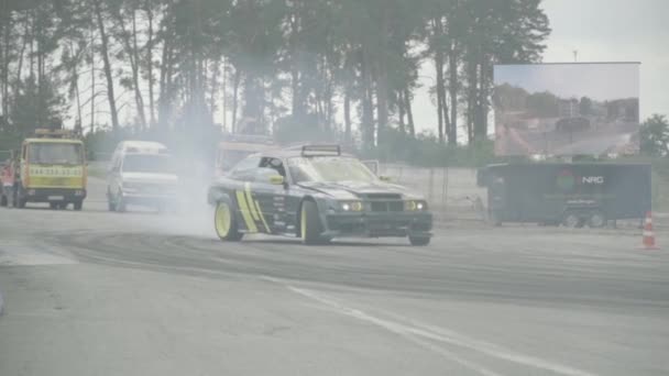 Auto sport. Een race. Langzame beweging. Kiev. Oekraïne — Stockvideo