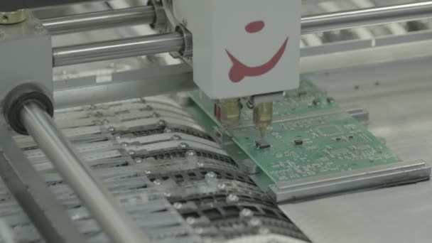 Production of electronic board. Close-up. — Stockvideo