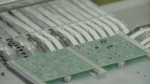 Production de cartes électroniques. Gros plan .