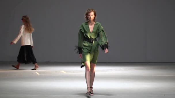 Girl model on the catwalk at fashion show — Stock Video