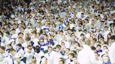 Maç boyunca stadyumdaki taraftarlar. Olimpiyskiy. Kyiv. Ukrayna.