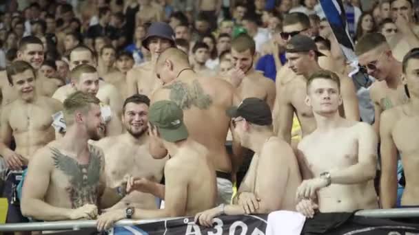 Fans während des Spiels im Stadion. Olimpiyskiy. Kiew. Ukraine. — Stockvideo