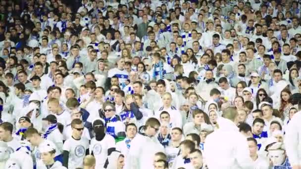 Maç boyunca stadyumdaki taraftarlar. Olimpiyskiy. Kyiv. Ukrayna. — Stok video