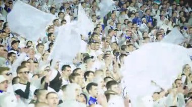 Maç boyunca stadyumdaki taraftarlar. Olimpiyskiy. Kyiv. Ukrayna.