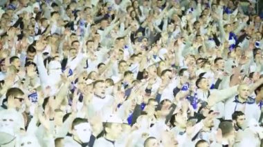 Maç boyunca stadyumdaki taraftarlar. Olimpiyskiy. Kyiv. Ukrayna.