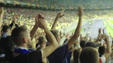 Maç boyunca stadyumdaki taraftarlar. Olimpiyskiy. Kyiv. Ukrayna.