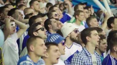Maç boyunca stadyumdaki taraftarlar. Olimpiyskiy. Kyiv. Ukrayna.