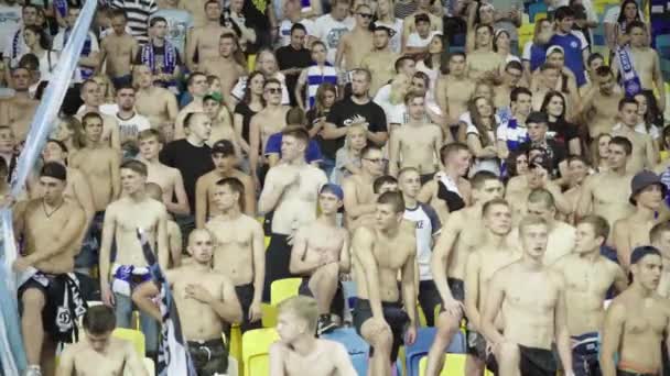 Fans in the stadium during the game. Olimpiyskiy. Kyiv. Ukraine. — Stock Video