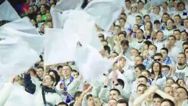 Maç boyunca stadyumdaki taraftarlar. Olimpiyskiy. Kyiv. Ukrayna. — Stok video