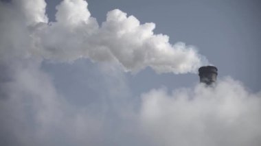 Duman bacadan geliyor. Hava kirliliği. Ekoloji. Kyiv. Ukrayna.