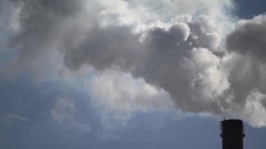 Duman bacadan geliyor. Hava kirliliği. Ekoloji. Kyiv. Ukrayna.