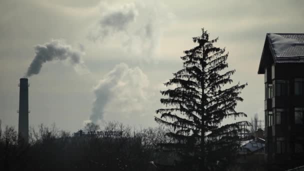 A füst a kéményből jön. Légszennyezés. Ökológia. Kijevben. Ukrajna. — Stock videók