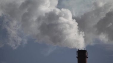 Duman bacadan geliyor. Hava kirliliği. Ekoloji. Kyiv. Ukrayna.