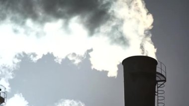 Duman bacadan geliyor. Hava kirliliği. Ekoloji. Kyiv. Ukrayna.