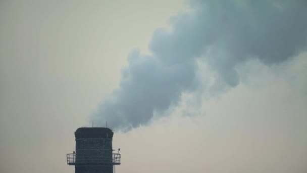 La fumée vient de la cheminée. Pollution atmosphérique. L'écologie. Kiev. Ukraine . — Video