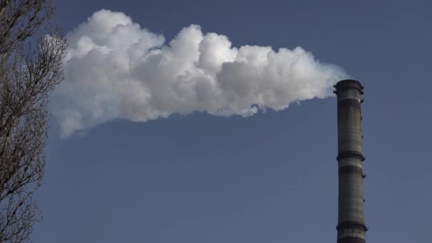 La fumée vient de la cheminée. Pollution atmosphérique. L'écologie. Kiev. Ukraine . — Video