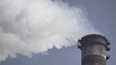 Duman bacadan geliyor. Hava kirliliği. Ekoloji. Kyiv. Ukrayna.