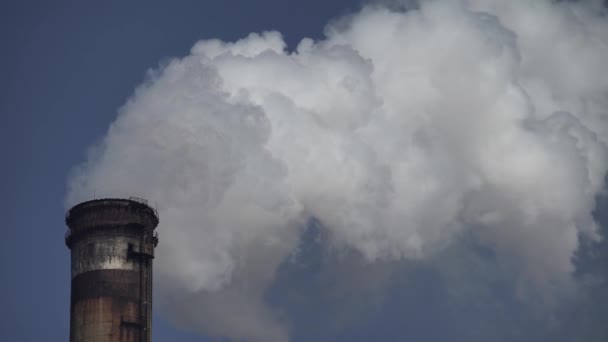 Er komt rook uit de schoorsteen. Luchtverontreiniging. Ecologie. Kiev. Oekraïne. — Stockvideo