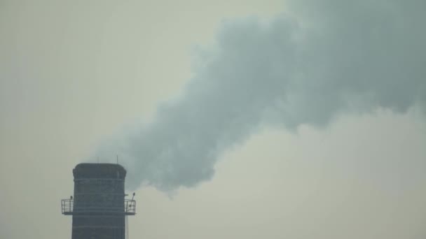 Er komt rook uit de schoorsteen. Luchtverontreiniging. Ecologie. Kiev. Oekraïne. — Stockvideo