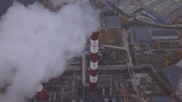 Smoke comes from the chimney. Aerial. Air pollution. Ecology. Kyiv. Ukraine. — Stock Video