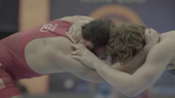 Lutadores durante a competição de wrestling. Kiev. Ucrânia — Vídeo de Stock