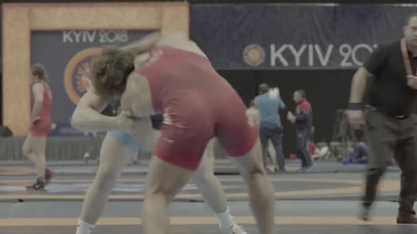 Wrestlers during the wrestling competition. Kyiv. Ukraine — ストック動画