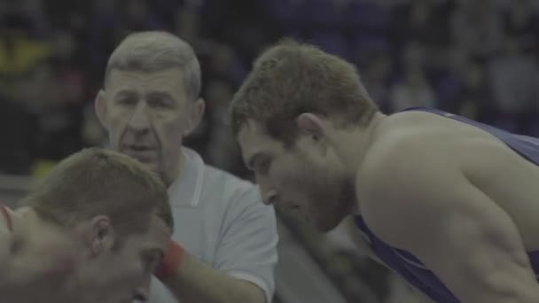 Lutadores durante a competição de wrestling. Kiev. Ucrânia — Vídeo de Stock