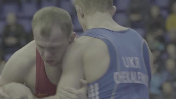 Luchadores durante la competencia de lucha libre. Kiev. Ucrania — Vídeos de Stock