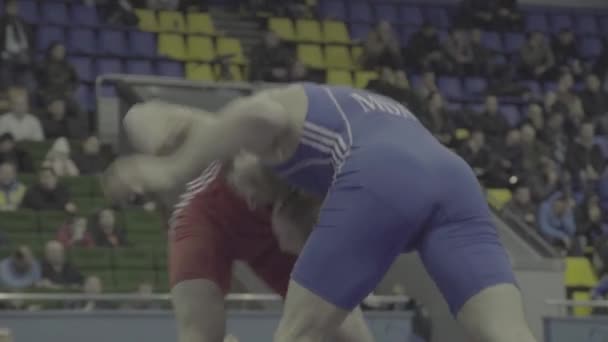 Luchadores durante la competencia de lucha libre. Kiev. Ucrania — Vídeos de Stock