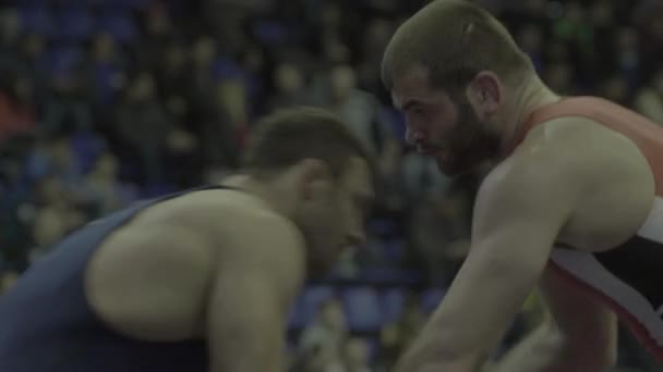 Güreş müsabakasında güreşçiler. Kyiv. Ukrayna — Stok video