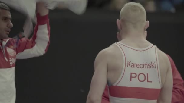 Coach e atleta durante le competizioni di break wrestling. Kiev. Ucraina — Video Stock