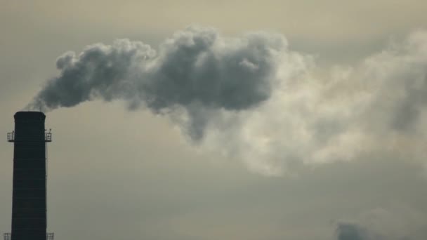 La fumée vient de la cheminée. Pollution atmosphérique. Au ralenti. L'écologie. Kiev. Ukraine — Video