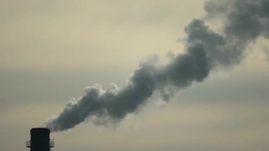 Duman bacadan geliyor. Hava kirliliği. Ağır çekim. Ekoloji. Kyiv. Ukrayna