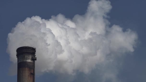 Er komt rook uit de schoorsteen. Luchtverontreiniging. Langzame beweging. Ecologie. Kiev. Oekraïne — Stockvideo