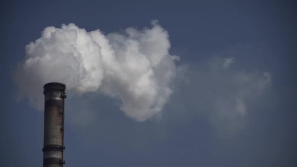 Er komt rook uit de schoorsteen. Luchtverontreiniging. Ecologie. Kiev. Oekraïne. — Stockvideo