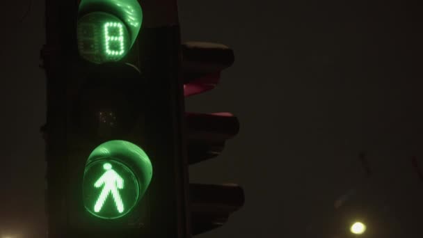 Traffic light on the road at night. Close-up. Kyiv. Ukraine — Stock Video