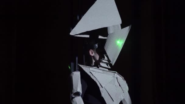 The actor in a paper suit plays a role on the stage of the theater. Kyiv. Ukraine — Stock Video