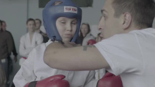 Διαγωνισμοί Taekwondo. Παιδιά. Αργή κίνηση. Κίεβο. Ουκρανία — Αρχείο Βίντεο